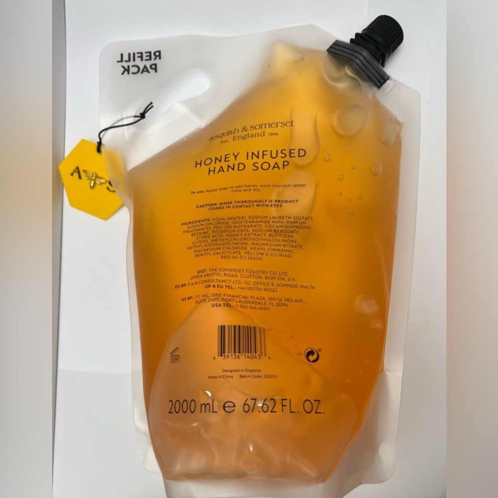 NWT ⚜️🍯⚜️ ASQUITH & SOMERSET HONEY INFUSED SCENTED HAND WASH REFILL POUCH - Picture 5 of 9